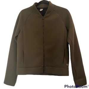 GapFit Scuba Olive Green Bomber Athleisure Jacket With Pockets Size Small